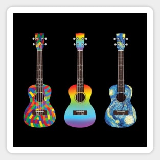 Three Ukuleles Colorful Textures Magnet